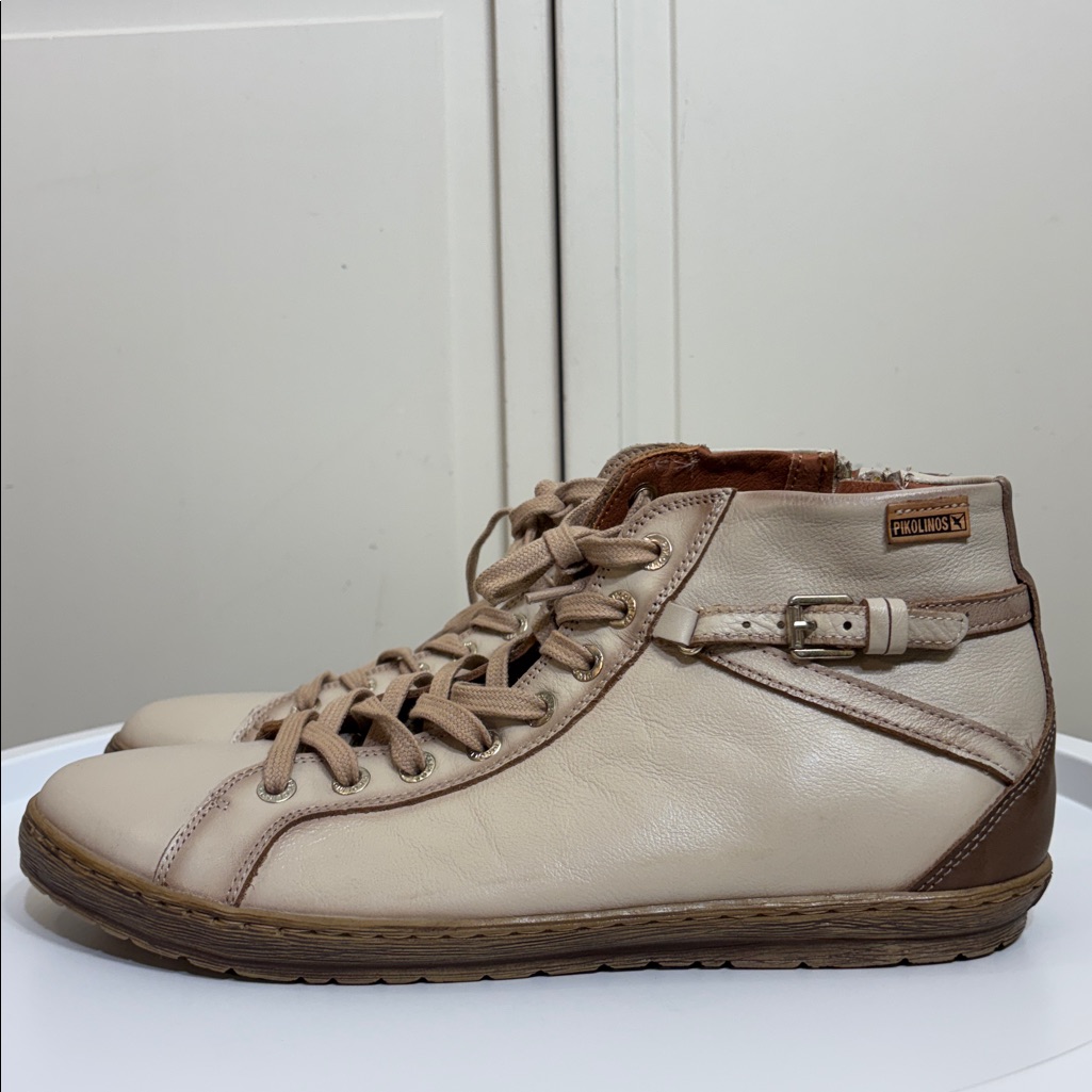 Nwob/Nwot Pikolinos Lagos 12 Ivory Leather Boots Sneakers Size 11.5 - 12